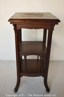 Vintage Wood Plant Stand with Barley Twist Accents.  Measures 32"H x 16"Square.