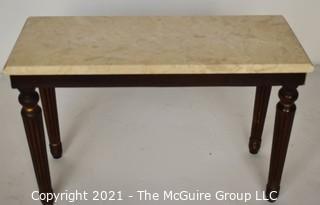 Wood Bench or Table With Marble Detachable Top. Measures 24" L x 12" W x 15" T