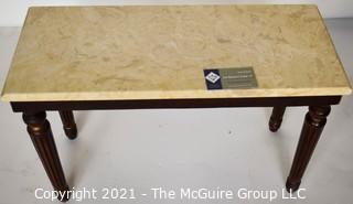 Wood Bench or Table With Marble Detachable Top. Measures 24" L x 12" W x 15" T