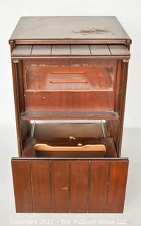 Mid Century Mahogany Radio & Phonograph Cabinet with Brass Metal Detailing.  Missing Back Panel.  Measures 32"T x 18" x 21".