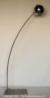 Mid Century Modern Arc Floor Lamp, Chrome Globe, Marble Base Plate