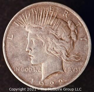 Numismatic: "Peace" Silver Dollar 1922