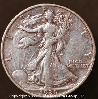 Numismatic: Silver "Walking Liberty" Half-Dollar  - 1936