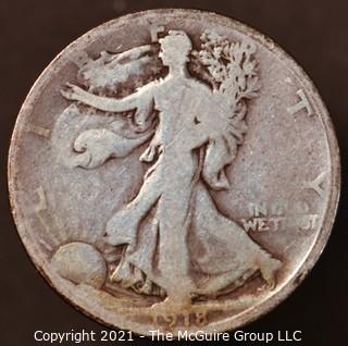 Numismatic: Silver "Walking Liberty" Half-Dollar  - 1918-D