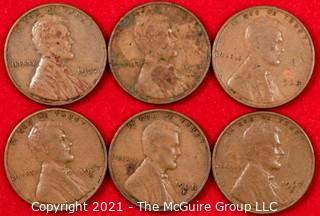 Numismatic: (6) Lincoln Wheat Cents (1935>38)