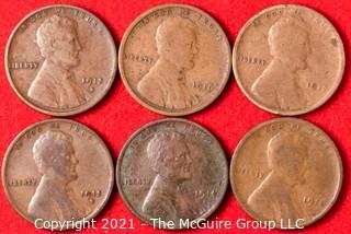 Numismatic: (6) Lincoln Wheat Cents (1915>1916)