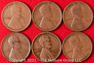 Numismatic: (6) Lincoln Wheat Cents (1916>1918)