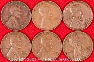 Numismatic: (6) Lincoln Wheat Cents (1928>1930)