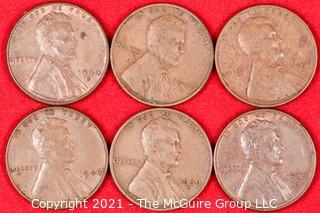 Numismatic: (6) Lincoln Wheat Cents (1939>1940)