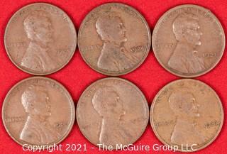 Numismatic: (6) Lincoln Wheat Cents (1921>1924)