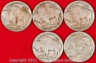 Numismatic: (5) Buffalo Nickels 