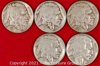 Numismatic: (5) Buffalo Nickels 