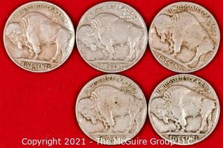 Numismatic: (5) Buffalo Nickels 