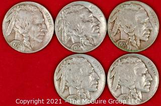 Numismatic: (5) Buffalo Nickels 