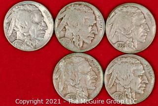 Numismatic: (5) Buffalo Nickels 