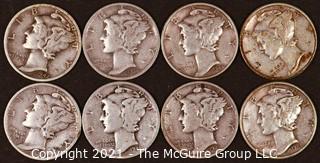  Numismatic: (8) Silver Mercury Dimes  