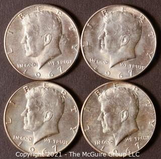 Numismatic: (4) Silver Clad Kennedy Half Dollars (1967)