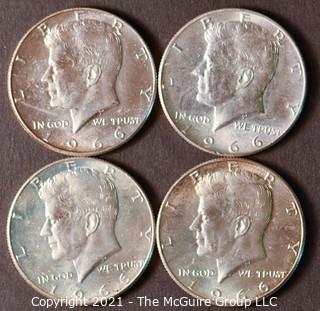 Numismatic: (4) Silver Clad Kennedy Half Dollars (1966)