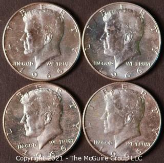 Numismatic: (4) Silver Clad Kennedy Half Dollars (1966)