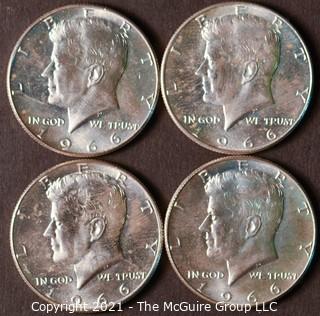 Numismatic: (4) Silver Clad Kennedy Half Dollars (1966)