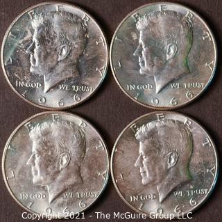 Numismatic: (4) Silver Clad Kennedy Half Dollars (1966)