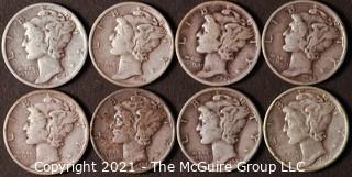  Numismatic: (8) Silver Mercury Dimes