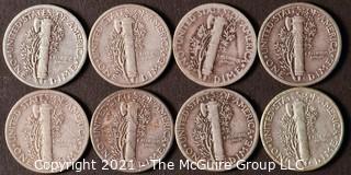  Numismatic: (8) Silver Mercury Dimes