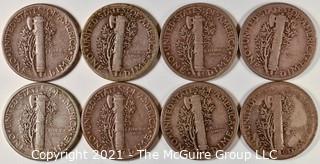  Numismatic: (8) Silver Mercury Dimes