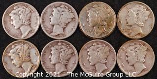 Numismatic: (8) Silver Mercury Dimes  (1939>1944)