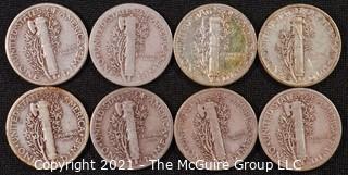 Numismatic: (8) Silver Mercury Dimes  (1939>1944)