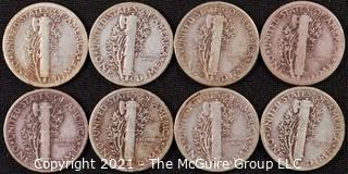 Numismatic: (8) Silver Mercury Dimes  (1937>1944)