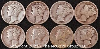 Numismatic: (8) Silver Mercury Dimes (1935>1944)