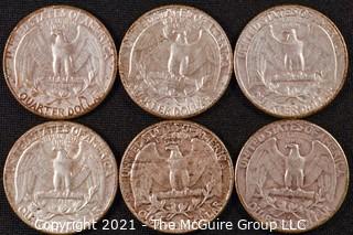 Numismatic: (6) Silver Washington Quarters (1954>1959)