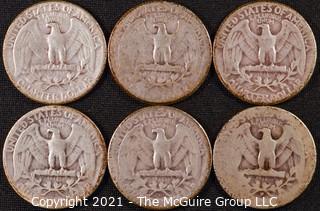 Numismatic: (6) Silver Washington Quarters (1934>1949)