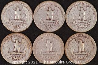 Numismatic: (6) Silver Washington Quarters (1939>1944)