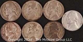 Numismatic: (7) Wartime Jefferson Nickels 