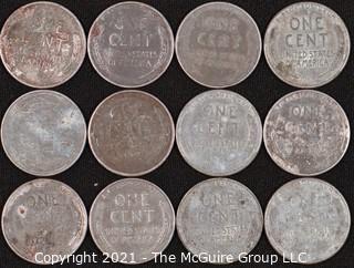 Numismatic:  (12) Steel Wartime Lincoln Wheat Cents 