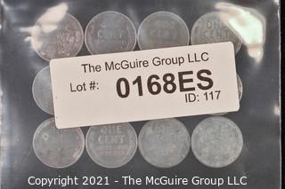 Numismatic:  (12) Steel Wartime Lincoln Wheat Cents 