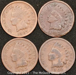 Numismatic: (4) Indian Head Cents (1901>1907)