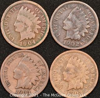 Numismatic:  (4) Indian Head Cents (1902>1904)