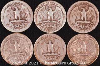 Numismatic: Silver Washington Quarters x6 (1932>1935)