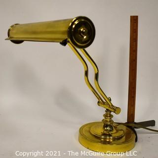 Vintage Brass Piano or Desk Lamp with Adjustable Arm.  Measures 14W x 12"T