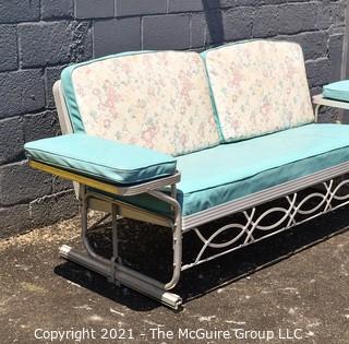 Furniture: MCM: Aluminum Frame Glider with cushions