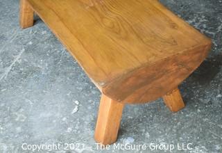 Furniture: Handmade: Half Log Sawn Bench Seat w/Square Legs (initials C.C.B and 1968)