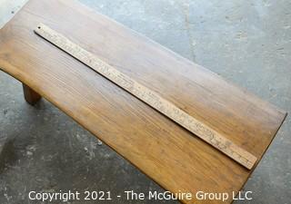 Furniture: Handmade: Half Log Sawn Bench Seat w/Square Legs (initials C.C.B and 1968)