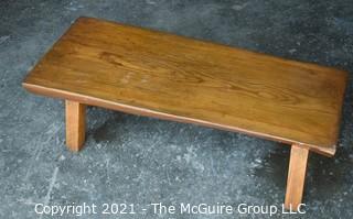 Furniture: Handmade: Half Log Sawn Bench Seat w/Square Legs (initials C.C.B and 1968)