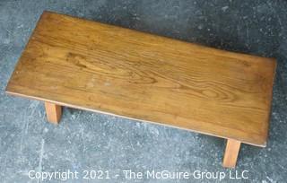 Furniture: Handmade: Half Log Sawn Bench Seat w/Square Legs (initials C.C.B and 1968)