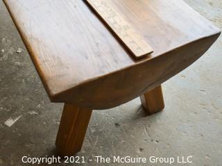 Furniture: Handmade: Half Log Sawn Bench Seat w/Square Legs (initials C.C.B and 1968)