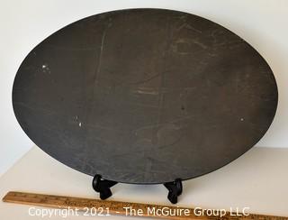 Polished Dark Oval Stone Base Plate. Measures 24"L