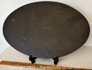 Polished Dark Oval Stone Base Plate. Measures 24"L